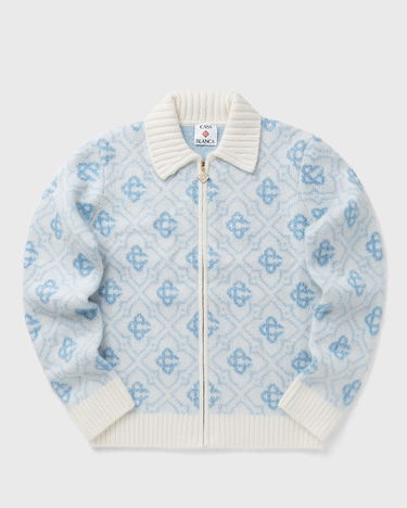Sweater Casablanca Monogram Zip-Up Knit Sweater Blå | MPF25-KW-1005-01, 2