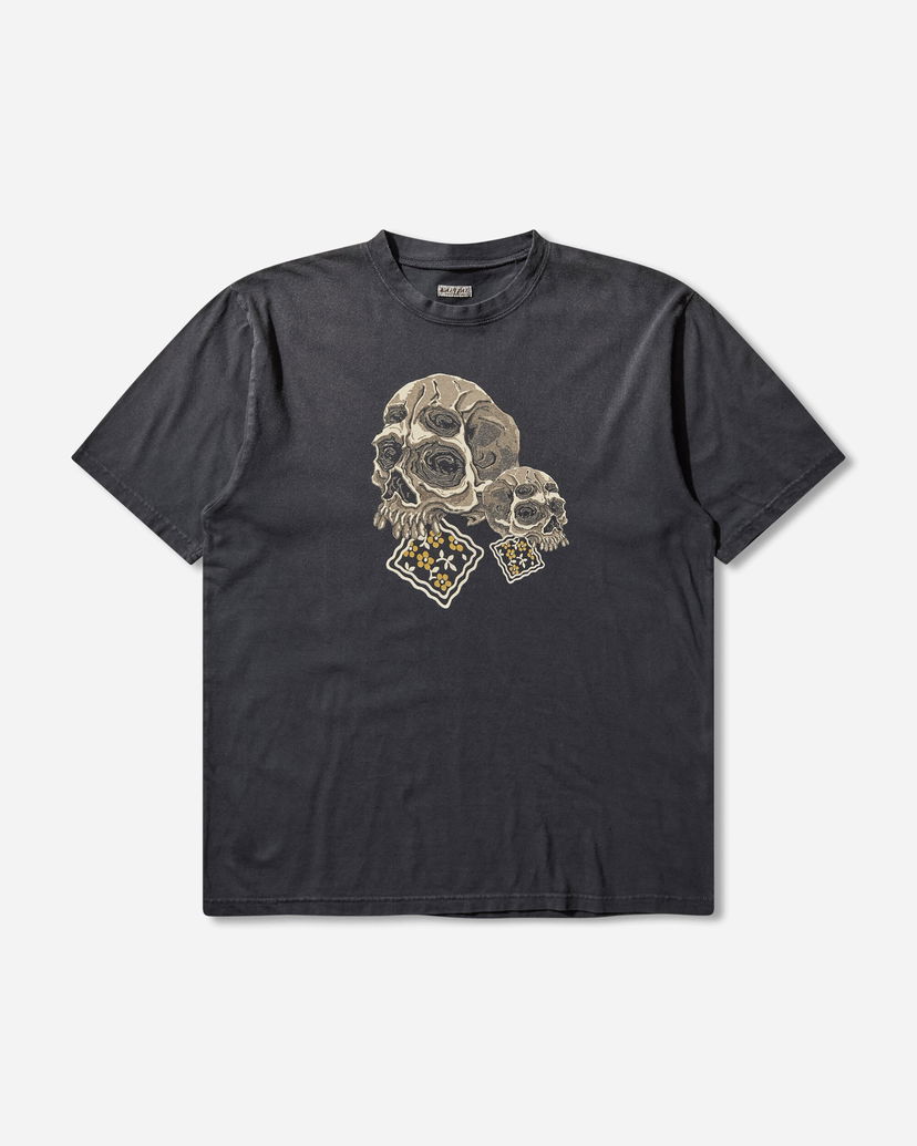 T-shirt KAPITAL Jersey Crew T-Shirt Peckish Rain Skull Sort | K2506SC233 BLACK