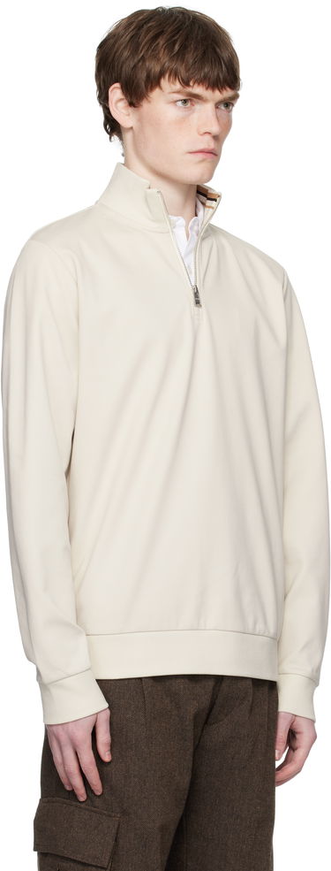 Sweatshirt BOSS Cotton Blend Zip Neck Sweatshirt Sort | 50543887, 1