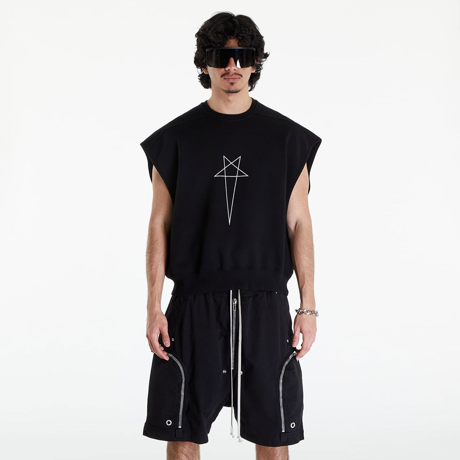 Vest Rick Owens DRKSHDW Jumbo Tatlin Sweat Vest Black/ Milk Sort | DU01D1160 FEP3 0911, 0