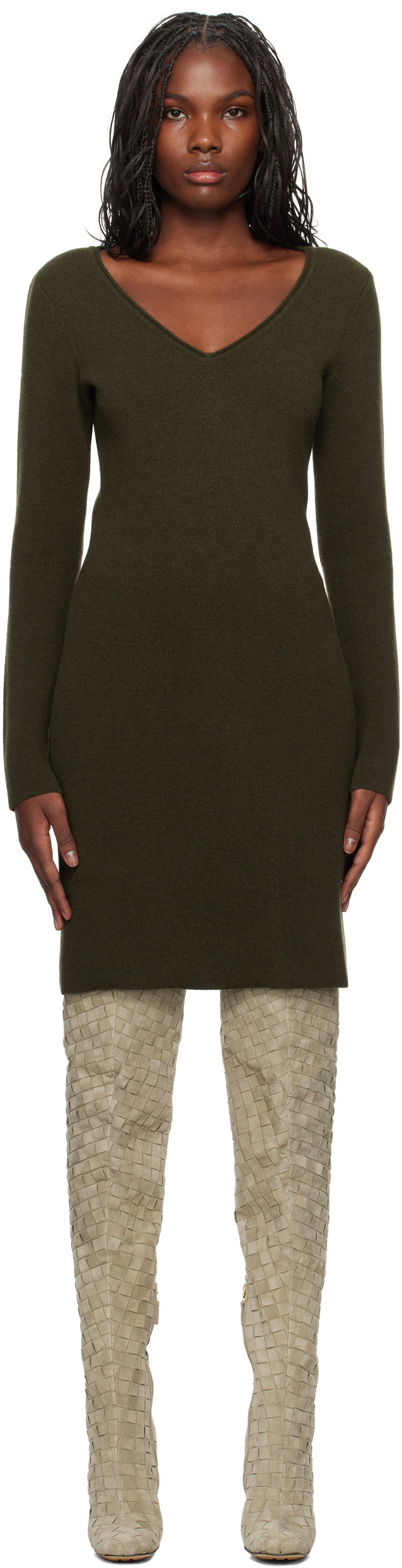 Kjole FERRAGAMO Knitted Mini Dress Grøn | 777839