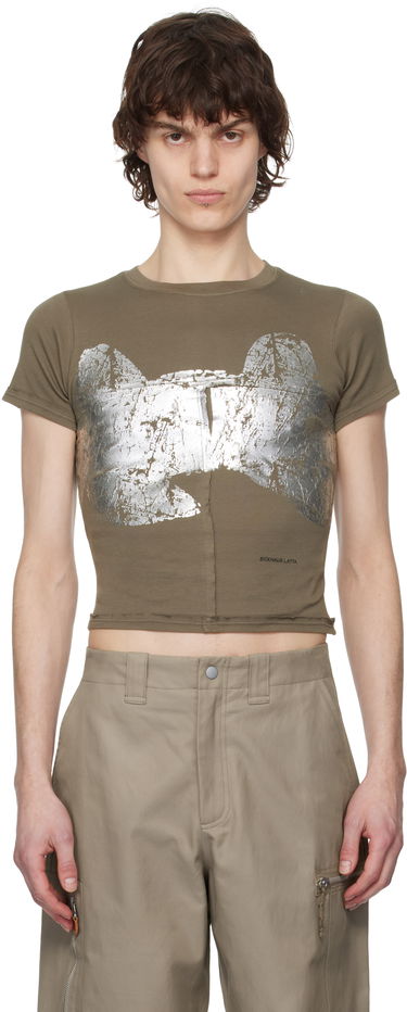 Crop top Eckhaus Latta Eckhaus Latta Lapped Baby T-Shirt Grøn | 303-EL-PS25-R - REFLECTOR, 0