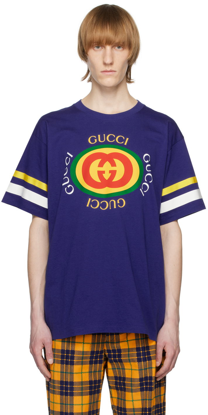 T-shirt Gucci Printed Mørkeblå | 616036 XJFFU, 0