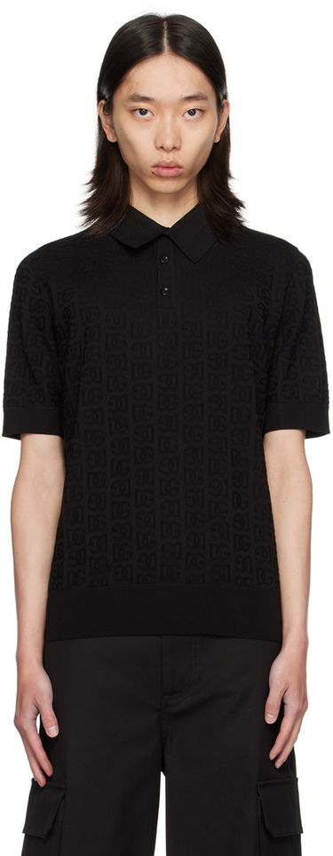 Polo skjorte Dolce & Gabbana Dolce&Gabbana Logo Jacquard Polo Sort | GXZ15TJBSKE, 0
