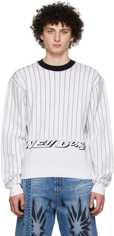 Sweater We11done We11done Pinstripe Rayon Sweater Hvid | WD-KT1-22-619-U-WH, 0