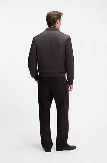Jakke BOSS BECKHAM Water-Repellent Twill Collared Jacket Brun | 50557631, 1