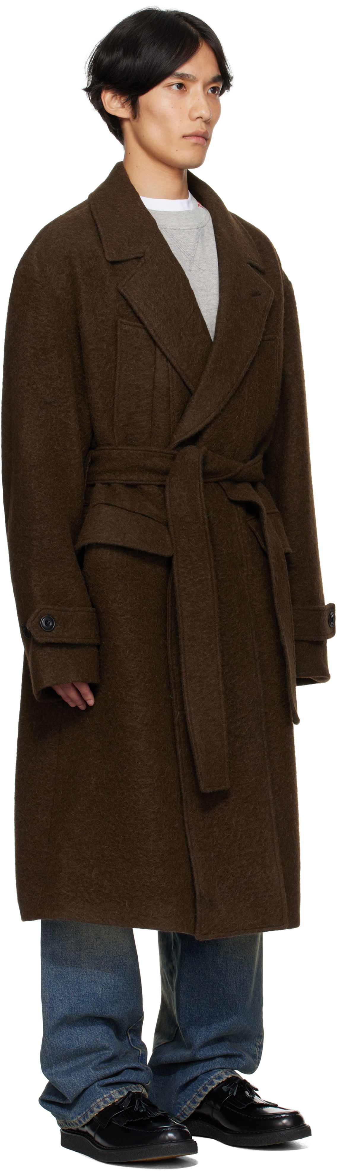 Frakker Andersson Bell Andersson Bell Mattia Shaggy Wool Robe Coat Brun | awa714m, 1