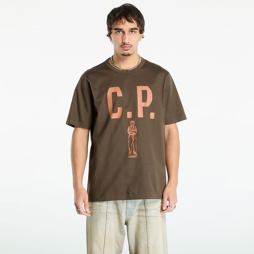 T-shirt C.P. Company Mercerized 30/2 Jersey Twisted Short Sleeve Logo T-Shirt Ivy Green Grøn | 19CMTS112A110301W-683