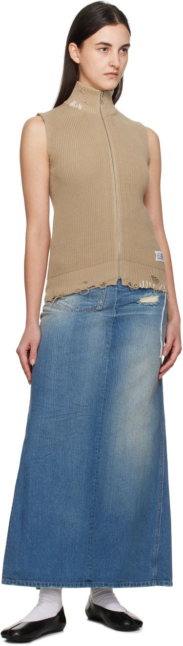 Sweater Maison Margiela MM6 Maison Margiela Eaten Knit Zip-Up Vest Beige | S52FB0095 M13089, 3