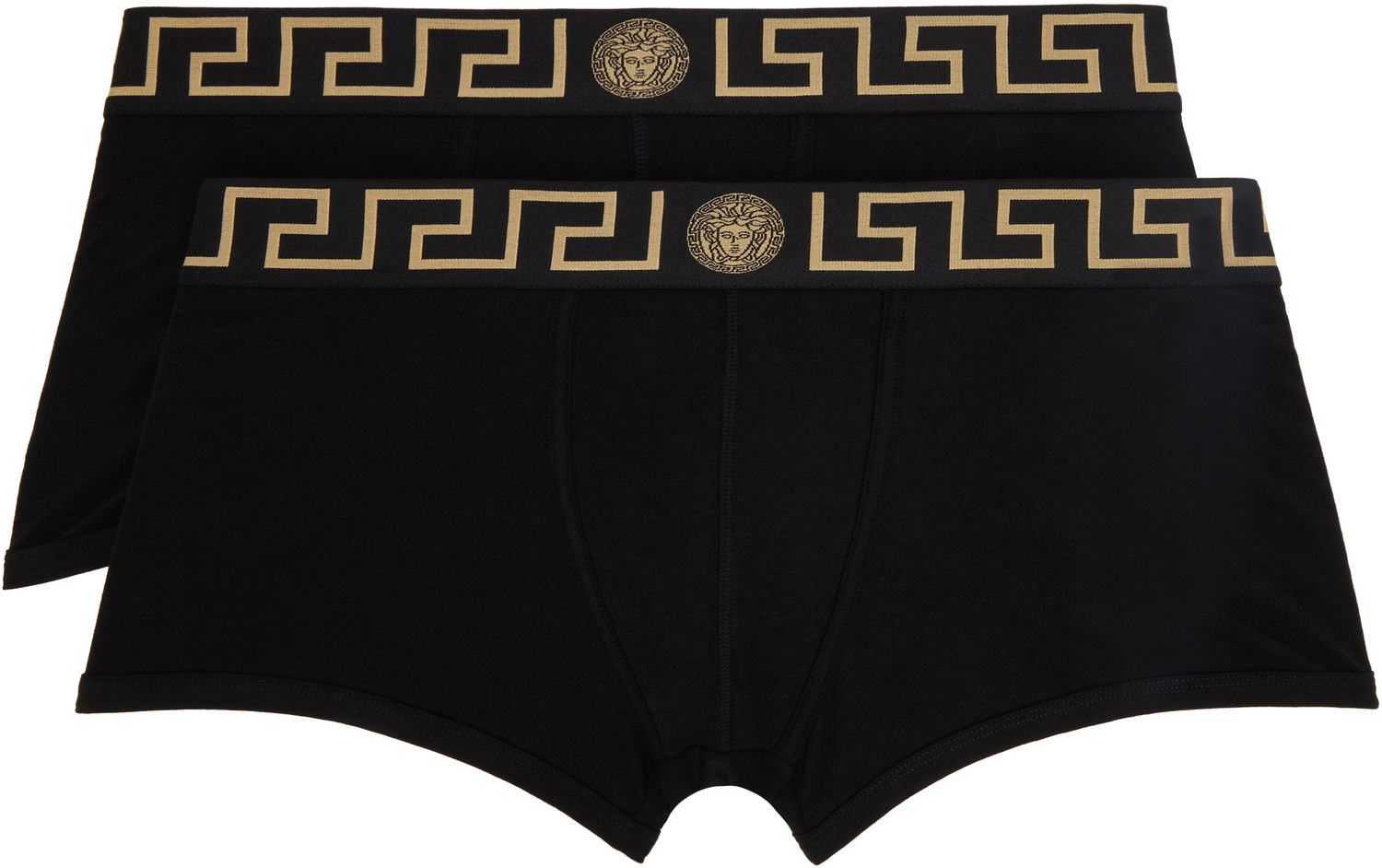 Boksere Versace Versace Two-Pack Greca Border Boxer Briefs Sort | AU10181_1A10011, 0