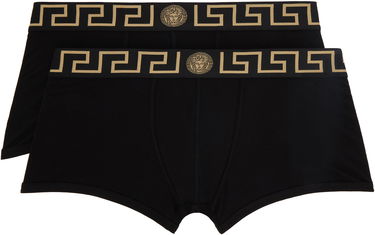 Boksere Versace Versace Two-Pack Greca Border Boxer Briefs Sort | AU10181_1A10011, 0
