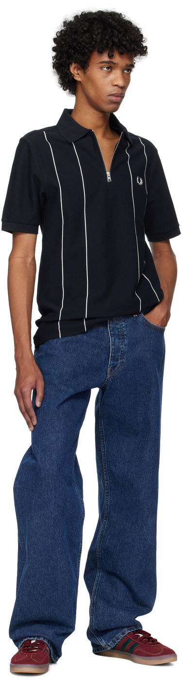 Polo skjorte Fred Perry Fred Perry Pinstripe Zip Neck Polo Mørkeblå | M9871, 3