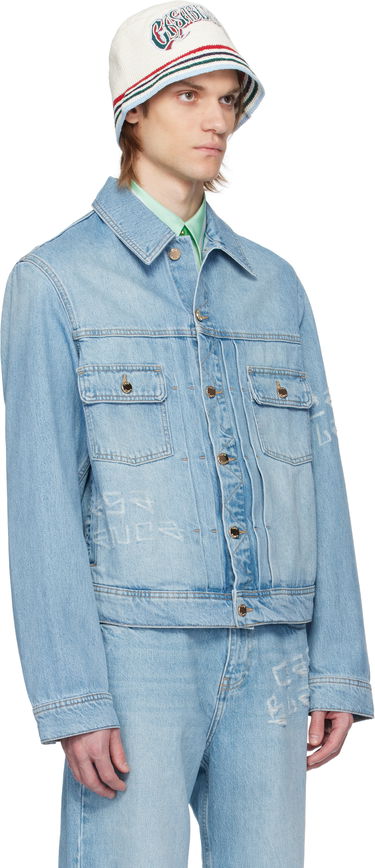 Jakke Casablanca Casablanca Graffiti Distressed Denim Jacket Blå | MS25-JK-343-01, 1