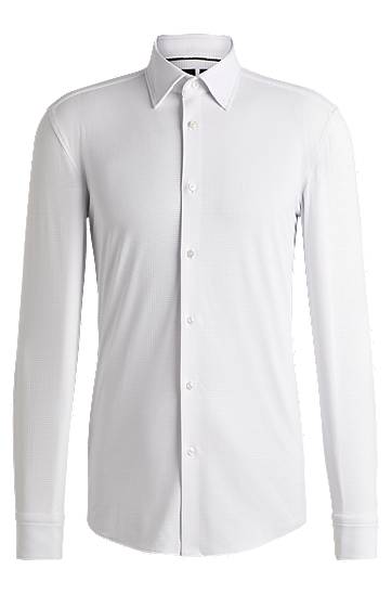 Skjorte BOSS Slim Fit Performance-Stretch Jersey Shirt Hvid | 50533400