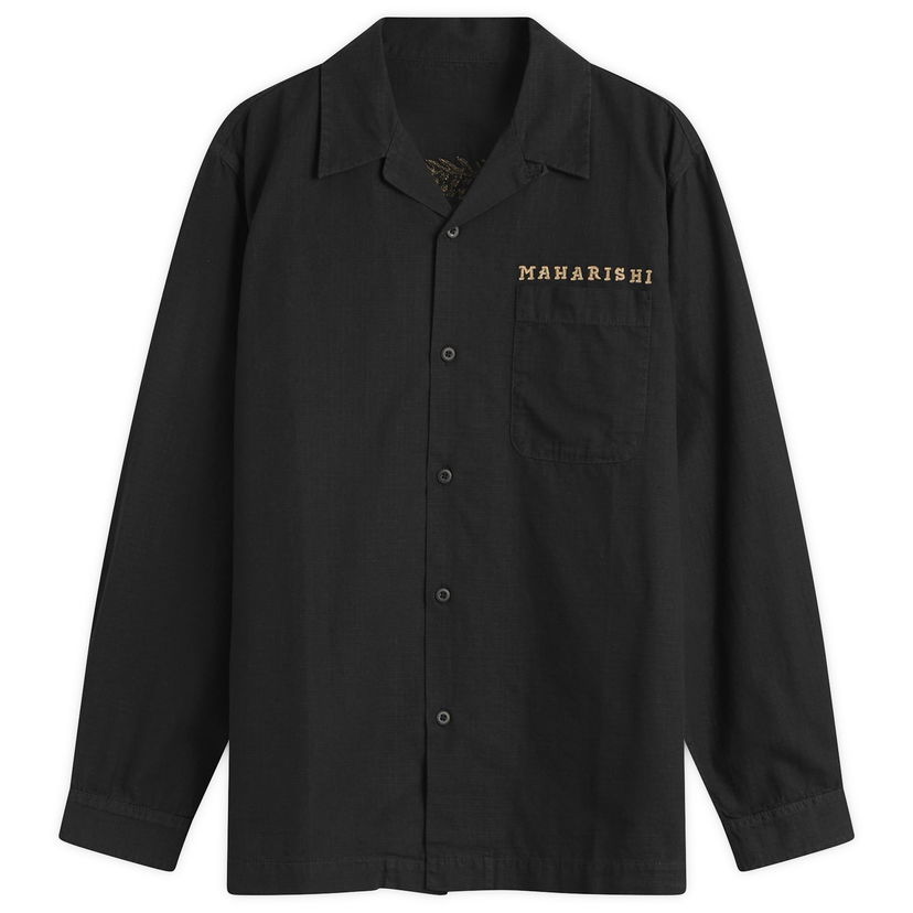 Skjorte Maharishi Polar Bear Chimera Embroidered Ripstop Shirt Sort | 7089-BLK