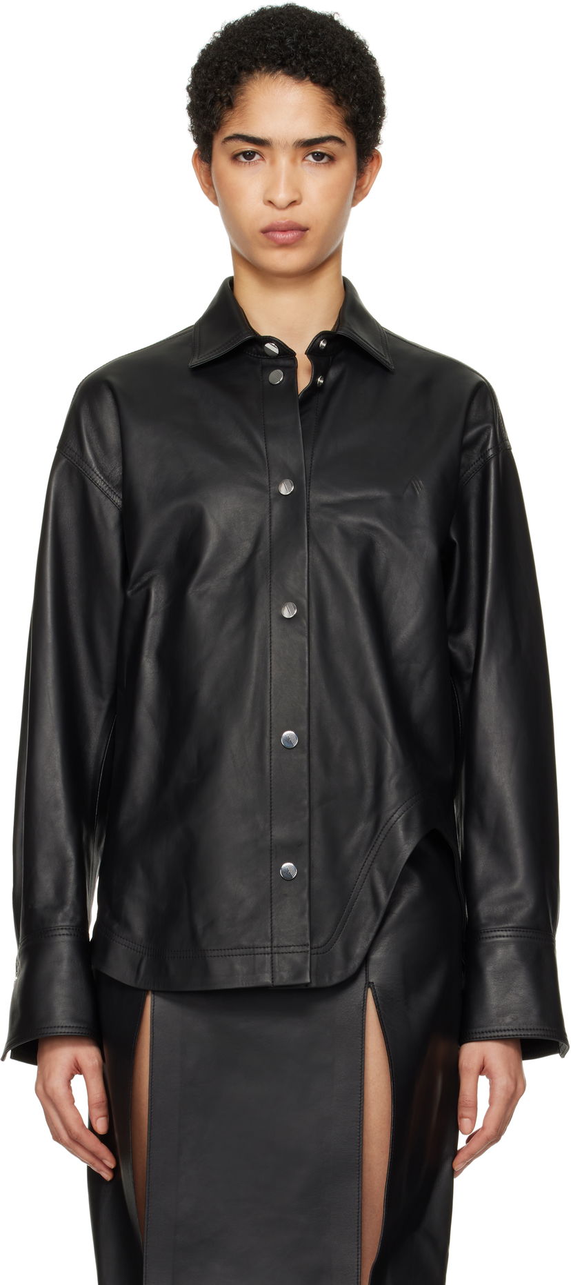 Skjorte The Attico Attico Eliza Leather Shirt Sort | 250WCB00074 LBT129AA