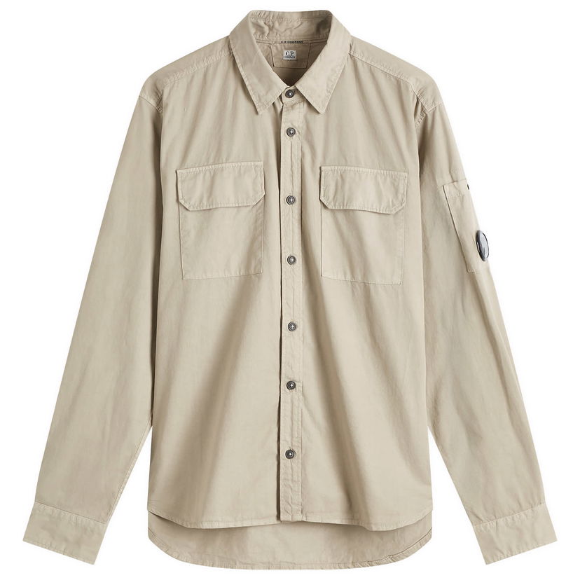 Skjorte C.P. Company C.P. Company Gabardine Lens Button Overshirt Beige | 18CMSH140A-110143G-327
