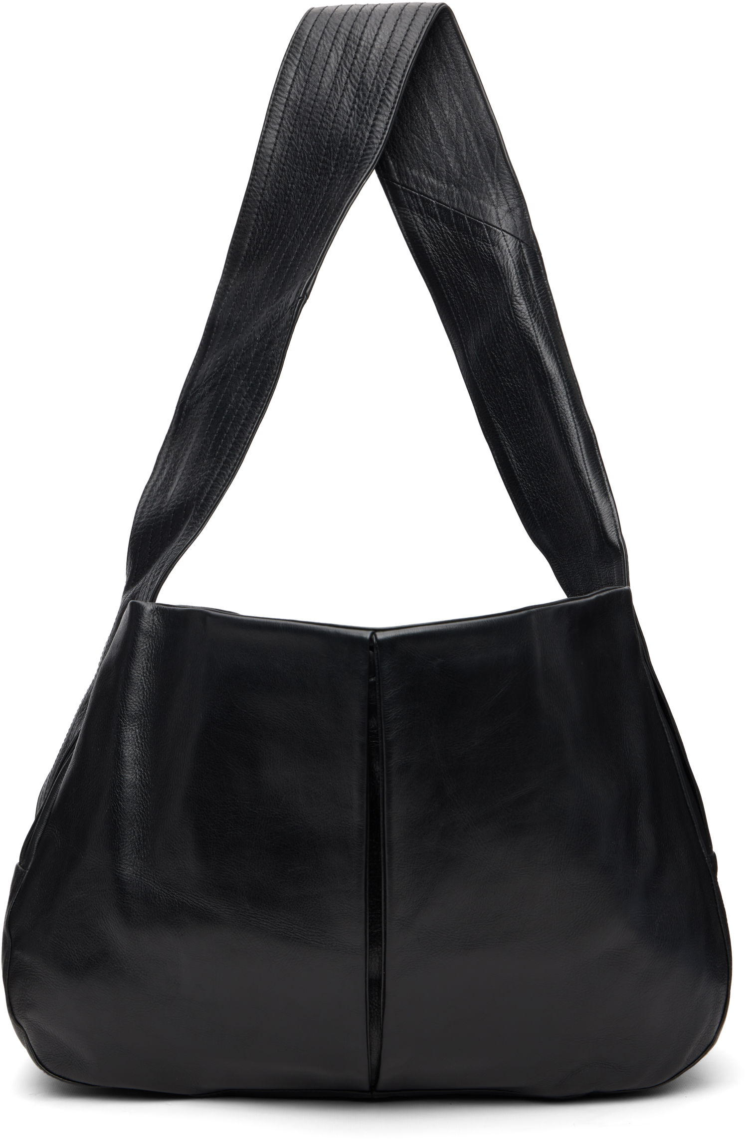 Skuldertaske sage NATION Box Pleat Leather Bag Sort | S134 BOX PLEAT BAG LEATHER BLA, 0