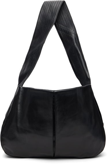 Skuldertaske sage NATION Box Pleat Leather Bag Sort | S134 BOX PLEAT BAG LEATHER BLA, 0