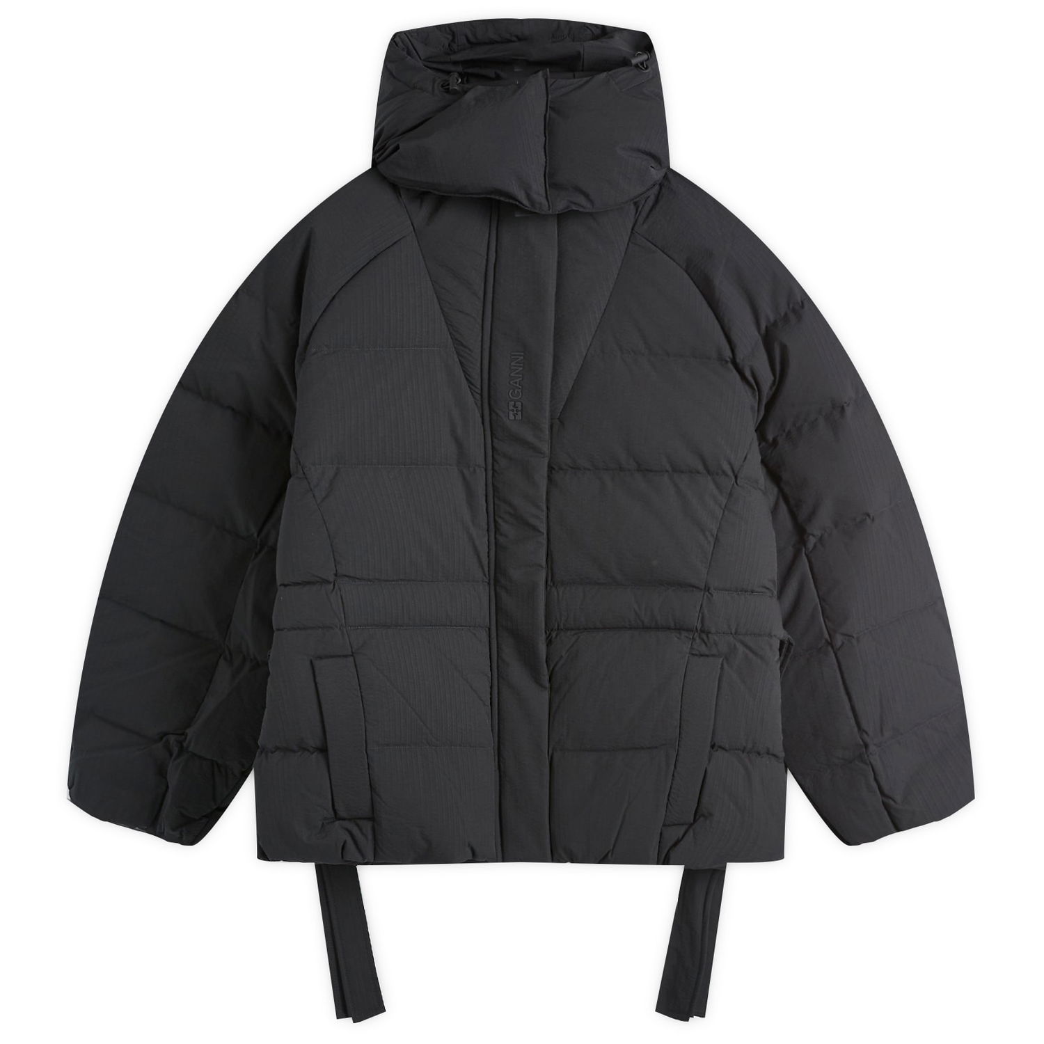 Puffer jakke GANNI GANNI Tech Seersucker Oversized Puffer Jacket, Size X-Large Sort | F9496-099, 0