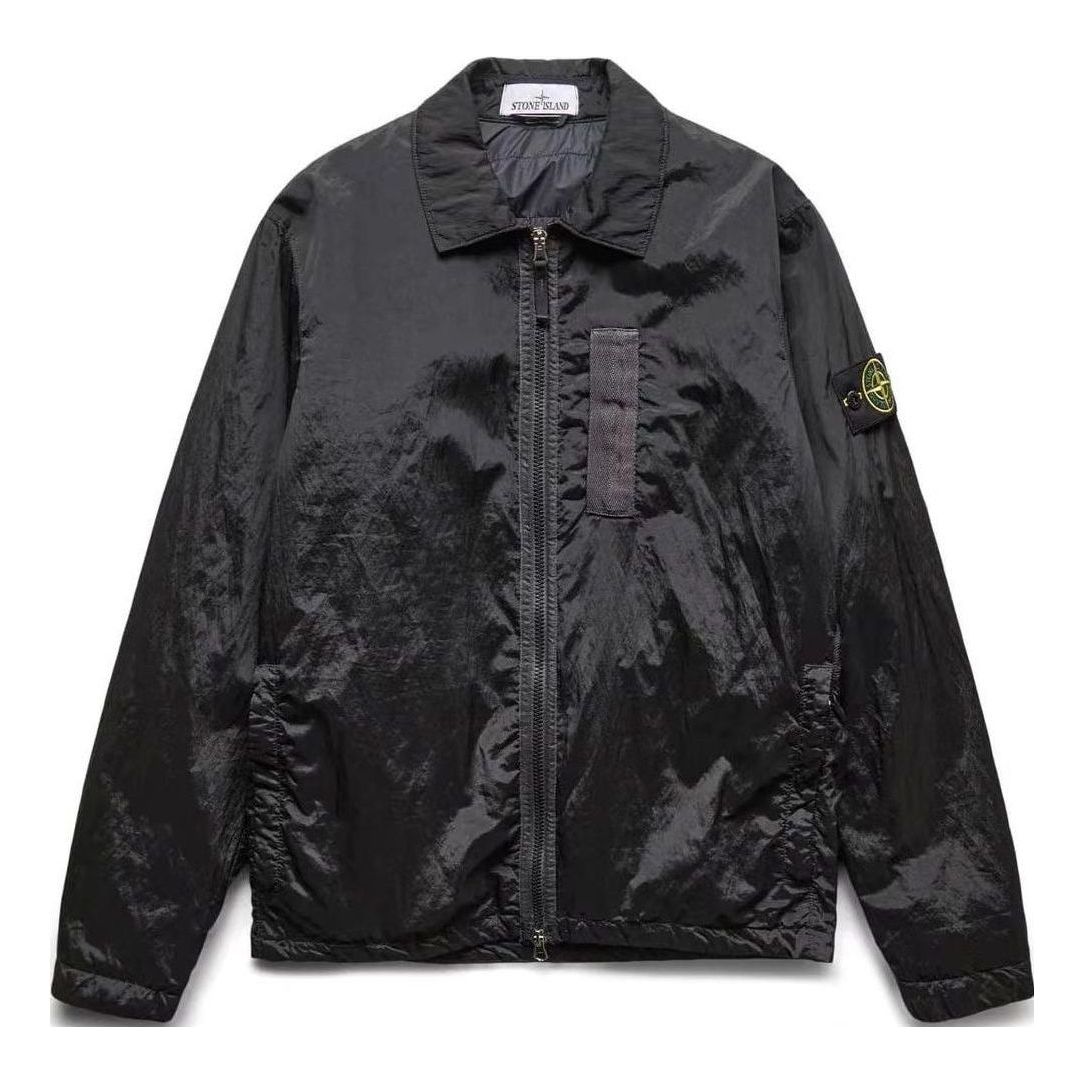 Vindjakke Stone Island Compass Patch Zipped Jacket Sort | 7715Q0519-V0029, 0
