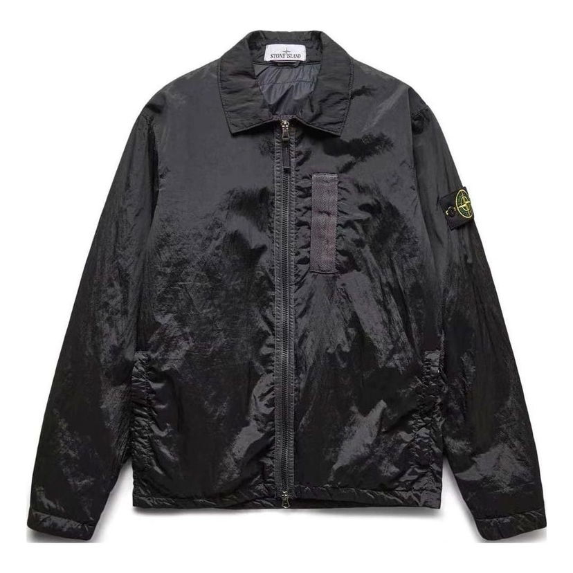 Vindjakke Stone Island Compass Patch Zipped Jacket Sort | 7715Q0519-V0029