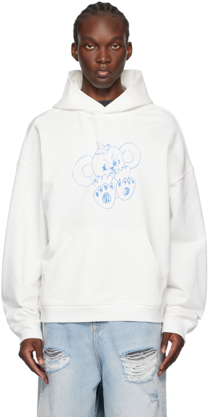 Sweatshirt We11done Monster Print Hoodie Hvid | WD-TH2-24-831-U-IV, 0