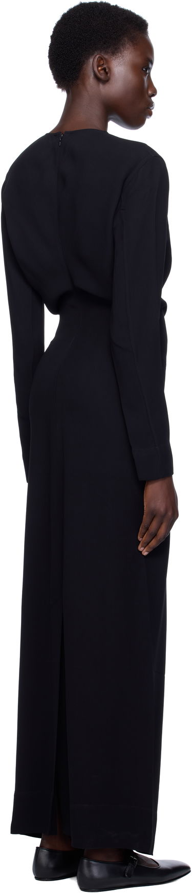 Kjole TOTEME TOTEME Long-Sleeve Slouch Waist Maxi Dress Sort | 252-WRD4592-FB0414, 2