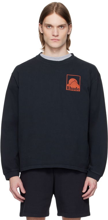 Sweater Rhude Rhude Moonlight Badge Long Sleeve T-Shirt Sort | RHSS25TT16012, 0