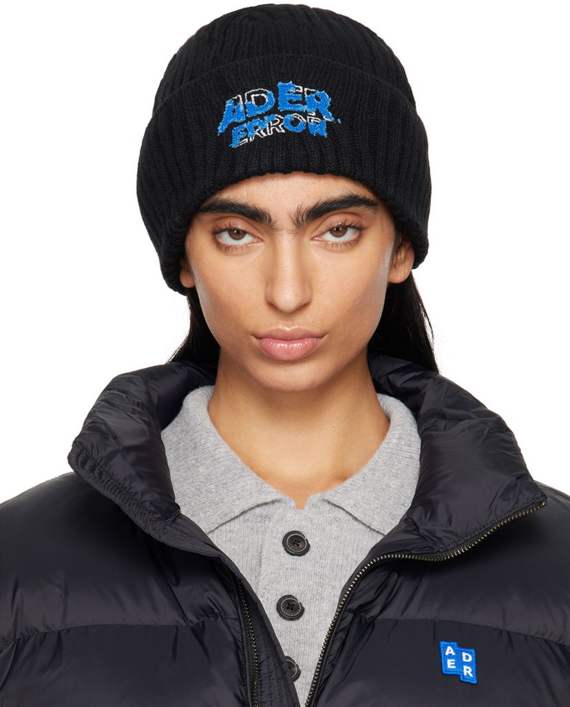 Beanie ADER ERROR Logo Embroidered Beanie Sort | BN26FYHW0501BK
