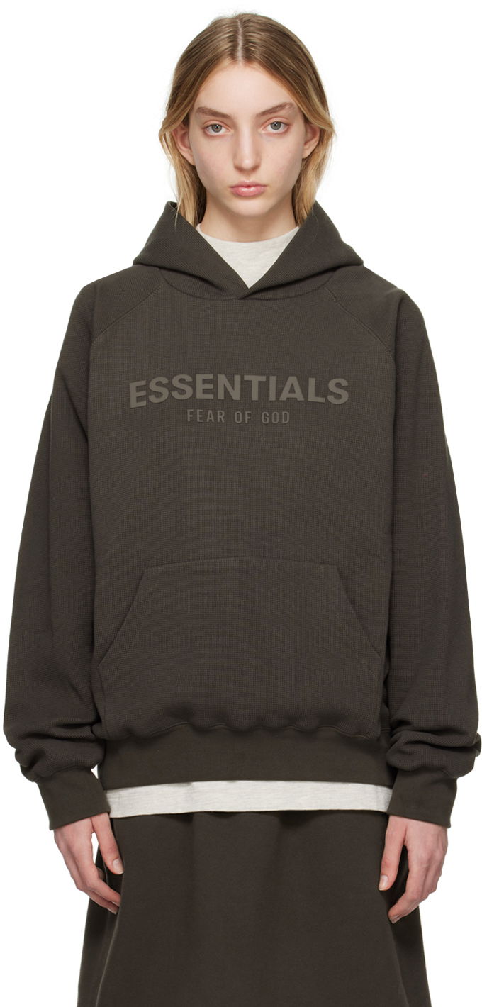 Sweatshirt Fear of God Fear of God ESSENTIALS Raglan Waffle Knit Hoodie Brun | 192BT224020F, 0