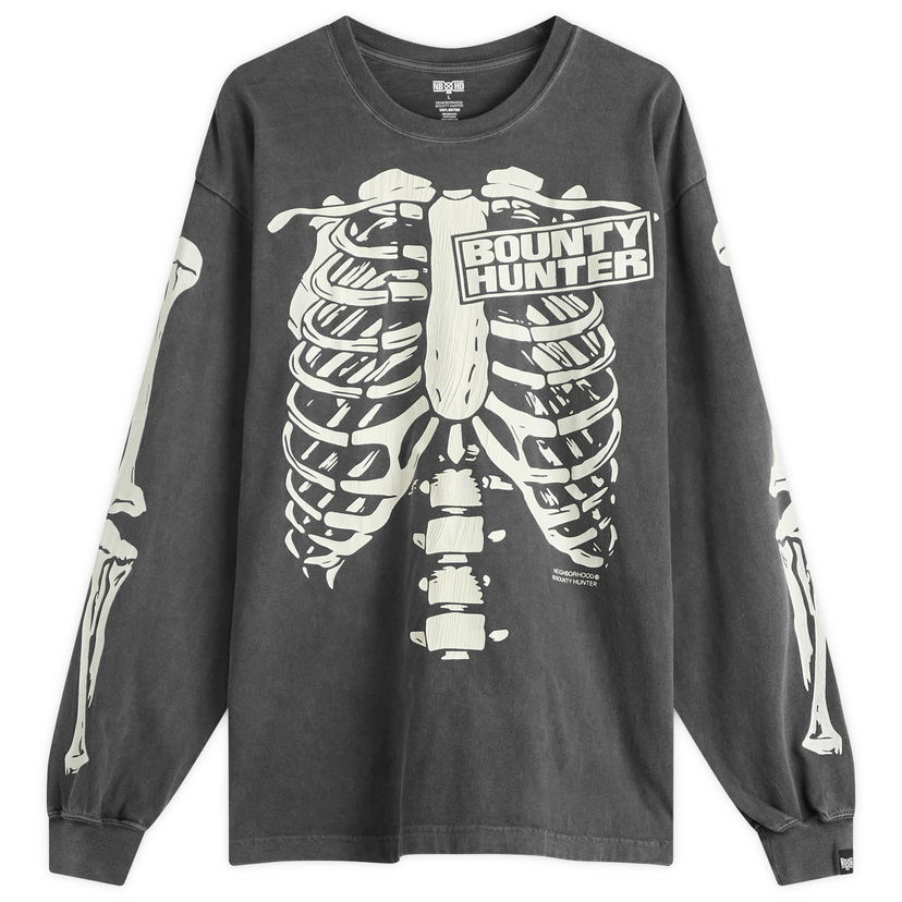 T-shirt Neighborhood Neighborhood x Bounty Hunter Skeleton Graphic Long Sleeve T-Shirt, Size Large Grå | 251PCBHN-LT01-BLK