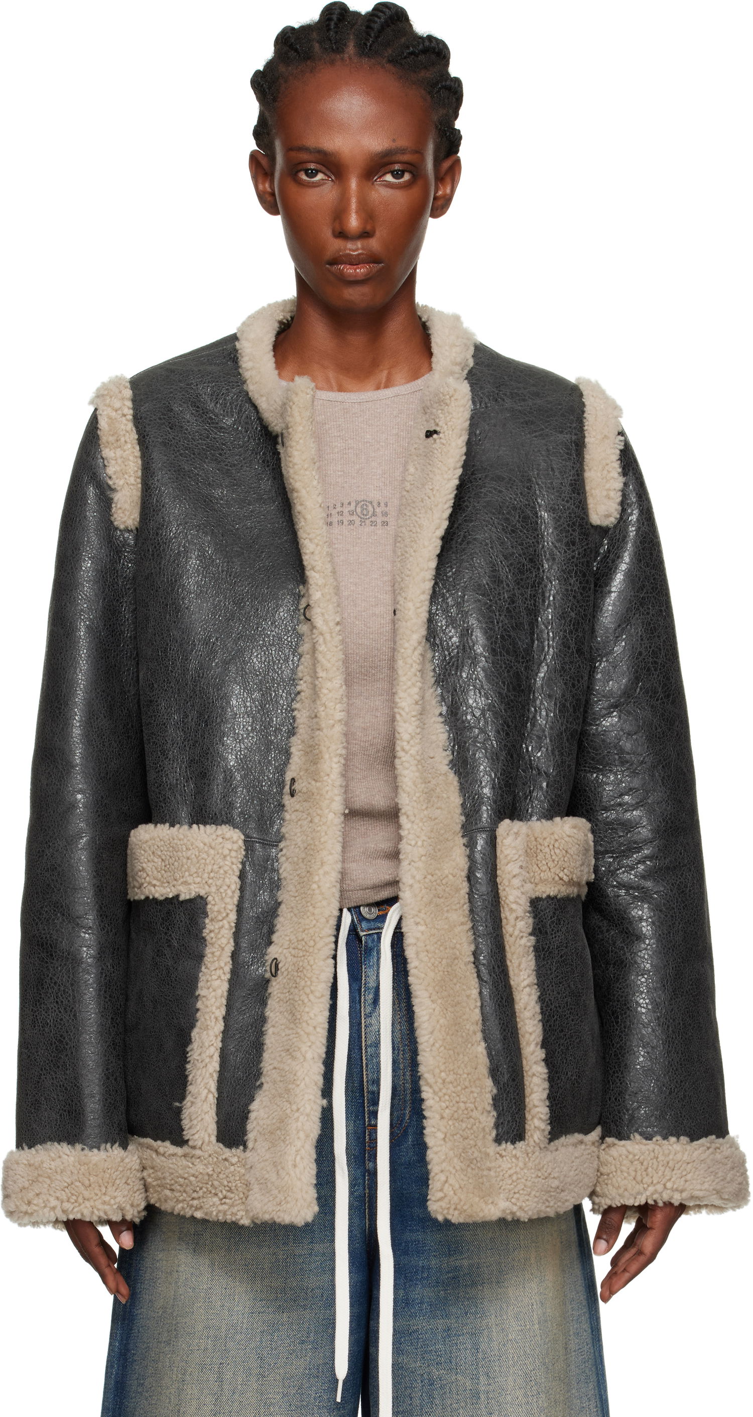 Jakke Maison Margiela MM6 Maison Margiela Sports Shearling Jacket Sort | S52AM0330 M07010, 0