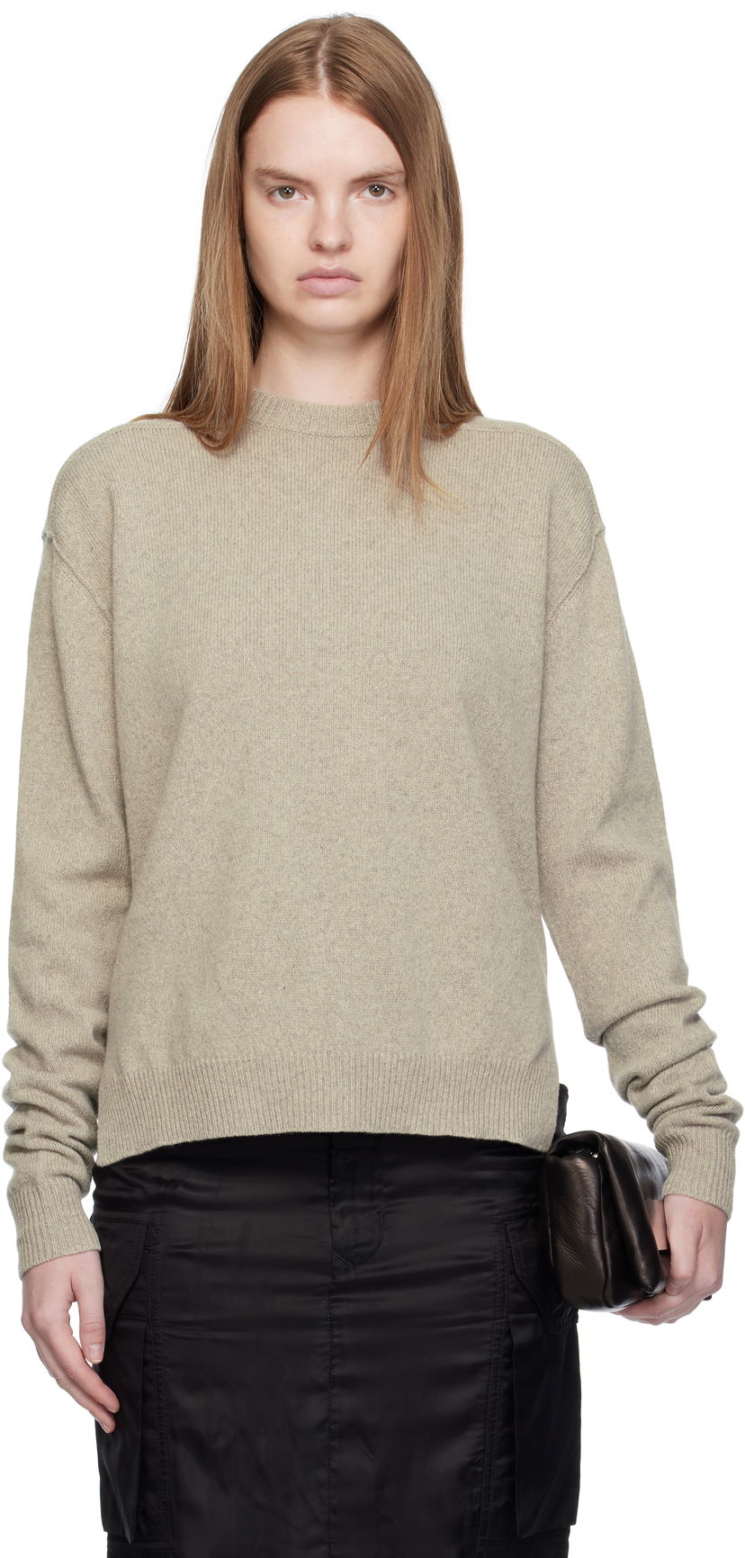 Sweater Rick Owens Rick Owens Concordians Round Neck Sweater Beige | RP02E4679 WSBR