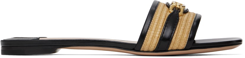 Tilbehør Tom Ford TOM FORD Raffia Calfskin Slide Sandals Sort | W3523-TRA004G