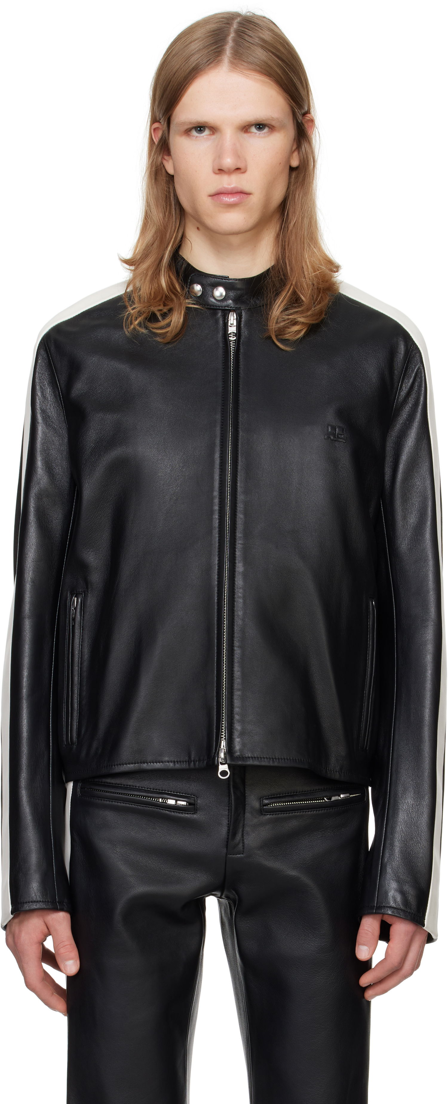 Jakke Courrèges Courrèges Contrast Biker Jacket Sort | 324LBL199CV0005, 0