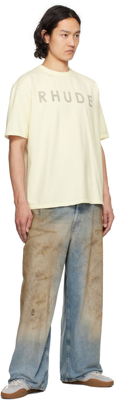 T-shirt Rhude Rhude Distressed Logo T-Shirt Gul | RHSS25TT23012, 3
