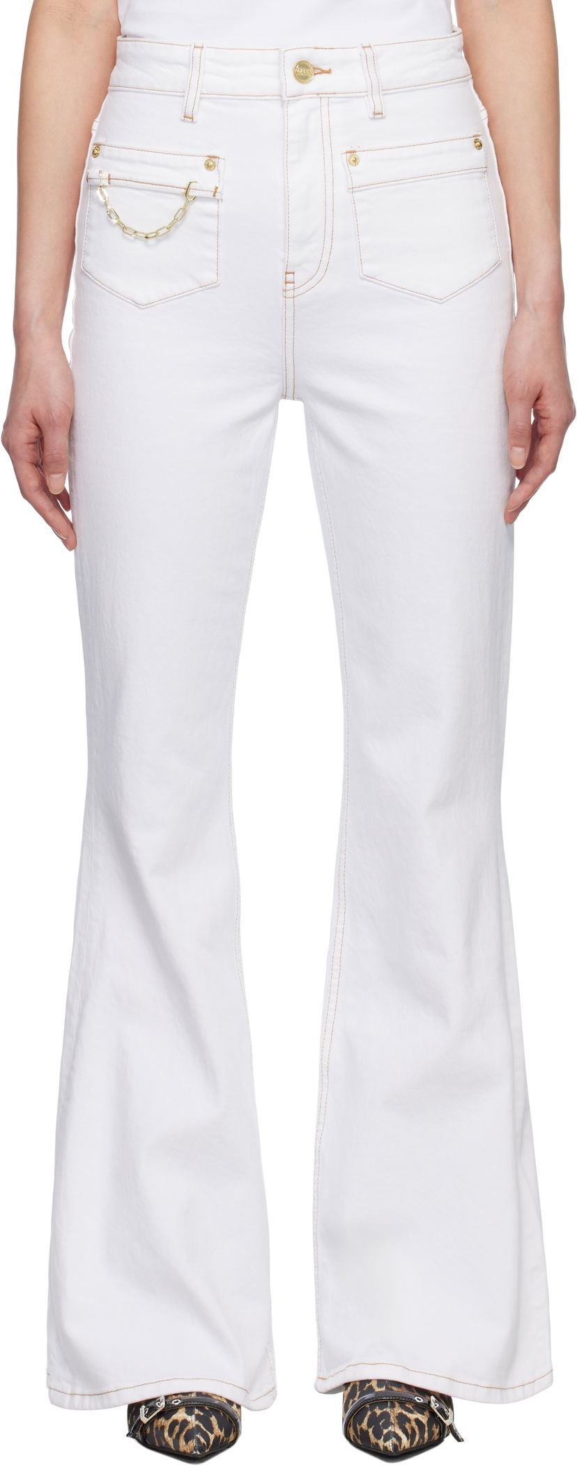 Jeans GANNI GANNI Goddi HW Flare Jeans Hvid | J1659