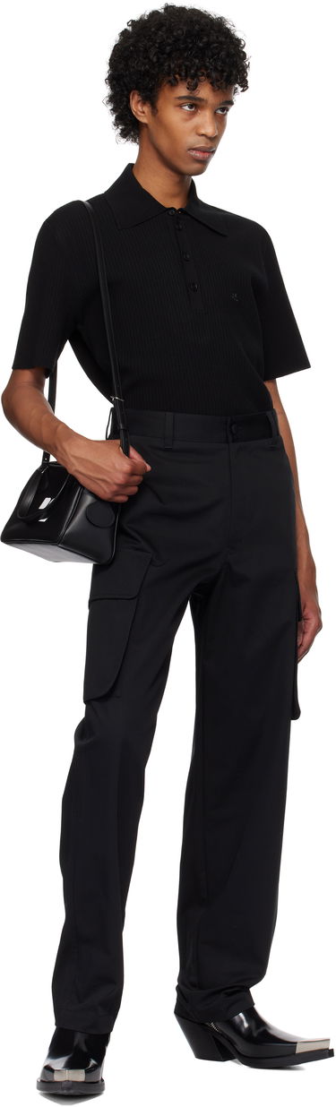 Polo skjorte Courrèges Courrèges Rib Knit Polo Sort | 125MPO047FI0001, 3