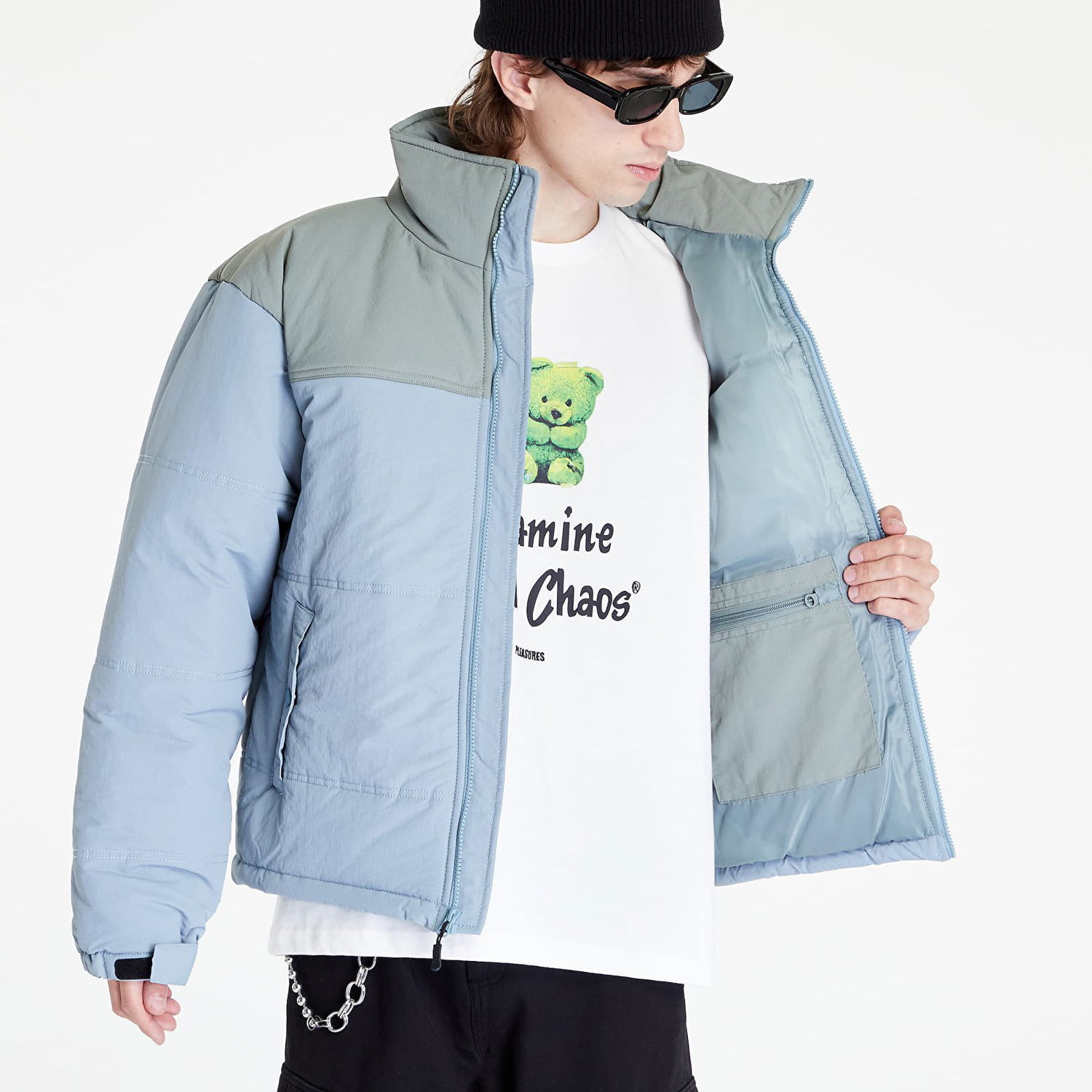 Puffer jakke Pleasures Kerosene Puffer Jacket Blå | P22W026 BLUE, 0