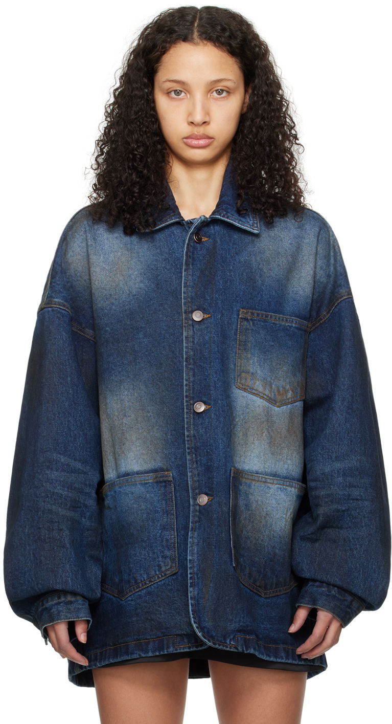 Jakke We11done We11done Smudged Denim Jacket Blå | WD-DJ0-24-319-U-BL, 0