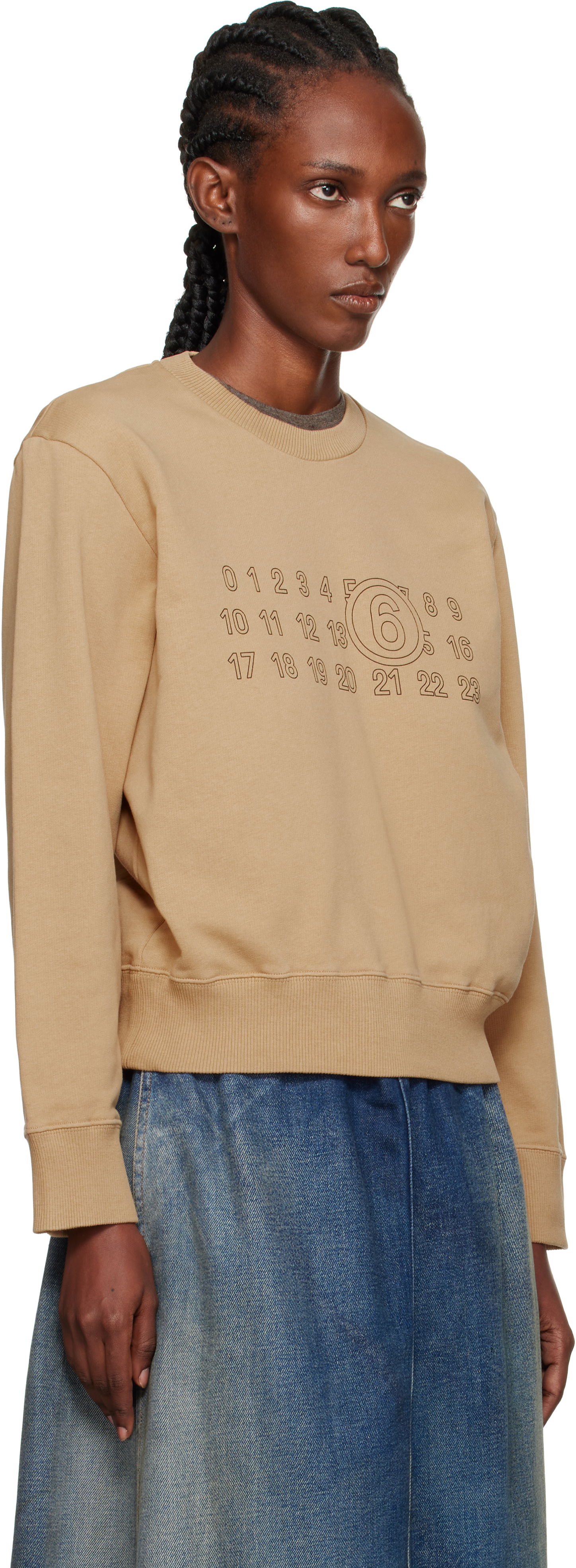 Sweatshirt Maison Margiela MM6 Maison Margiela Printed-Logo Sweatshirt Beige | S52GU0248 M25025, 1