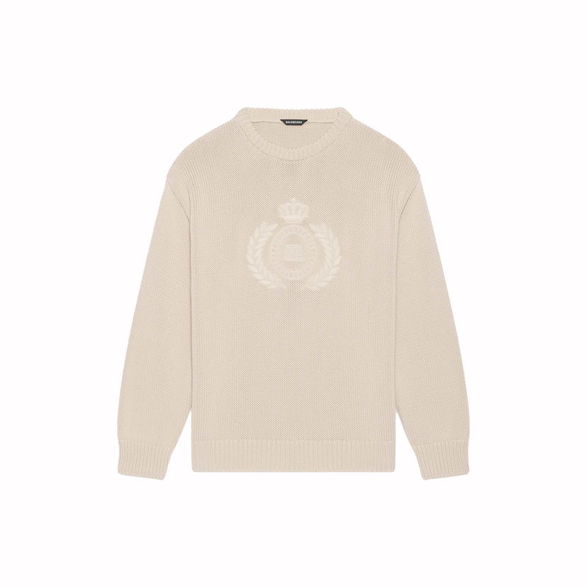 Sweater Balenciaga BB Laurel Crown Logo Crewneck Beige | 664369T32119028