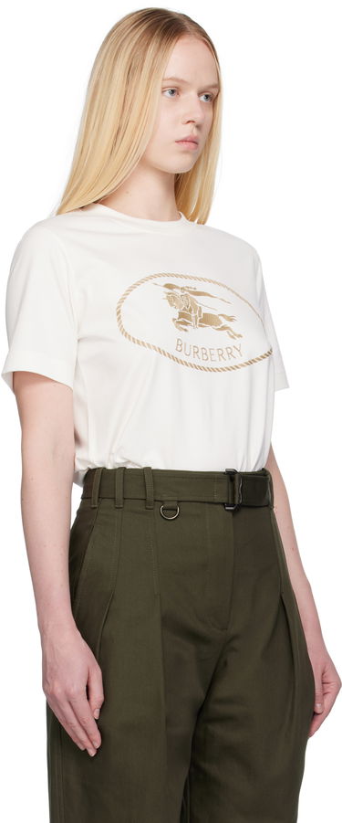T-shirt Burberry Burberry Knight Stamp Cotton T-Shirt Hvid | 8109817, 1