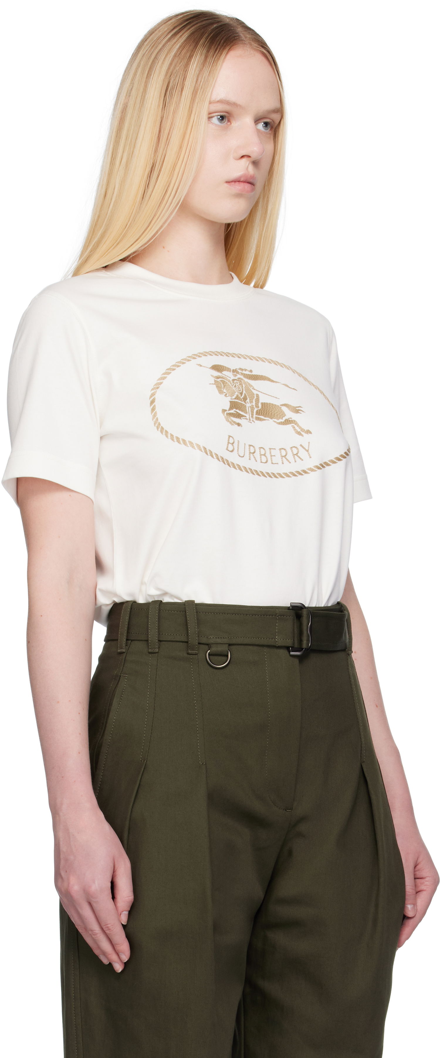 T-shirt Burberry Burberry Knight Stamp Cotton T-Shirt Hvid | 8109817, 1