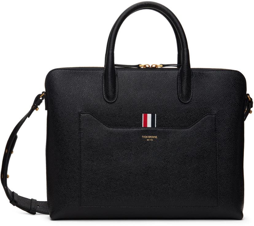 Håndtaske Thom Browne Thom Browne Pebble Grain Briefcase Sort | MAG444A-00198