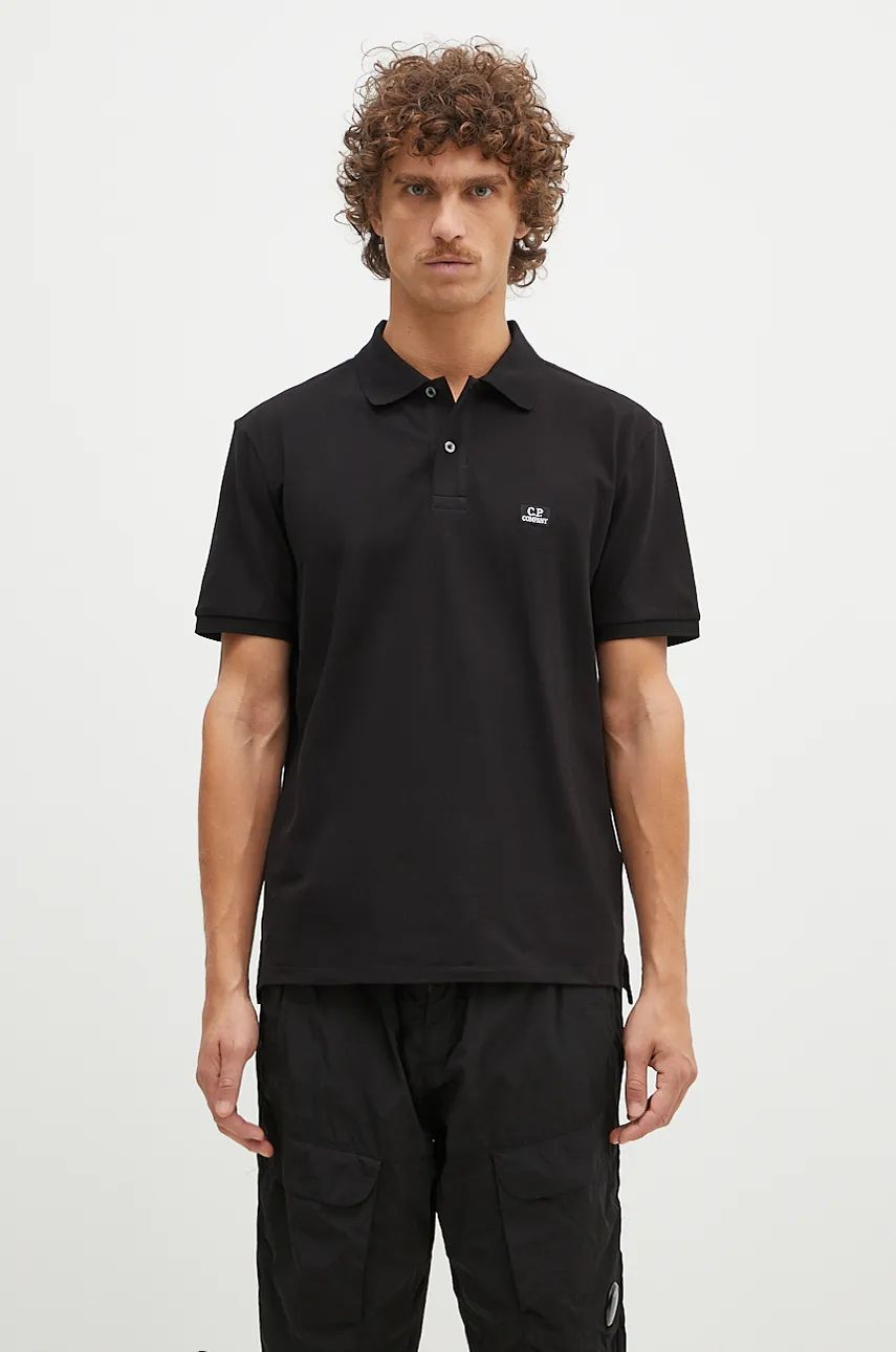 Polo skjorte C.P. Company Stretch Piquet Logo Polo Shirt Sort | 17CMPL065A005263W, 0