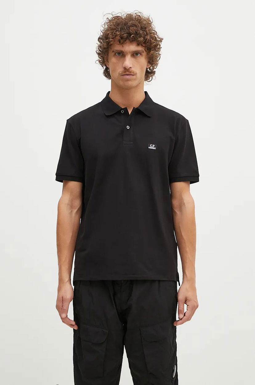Polo skjorte C.P. Company Stretch Piquet Logo Polo Shirt Sort | 17CMPL065A005263W