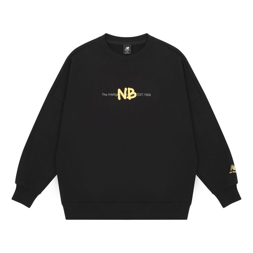Sweater New Balance Logo Printing Knit Pullover Sort | AMT13365-BK