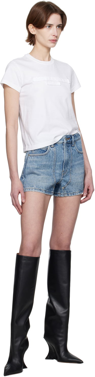 T-shirt Alexander Wang Alexander Wang Distressed Logo Cropped T-Shirt Hvid | 1CC1251991, 3